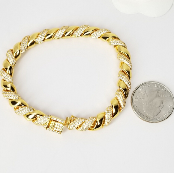 NWT 18K Gold Rope Chain Micro Pave CZ Bracelet - Picture 11 of 14